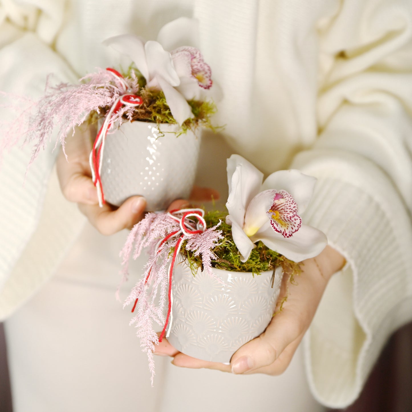 Aranjament „Gingășie în roșu și alb”